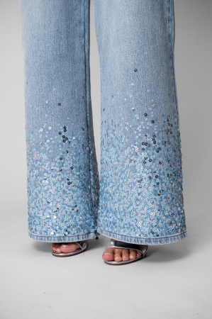 Blugi lungi cu paiete Light Blue [3]