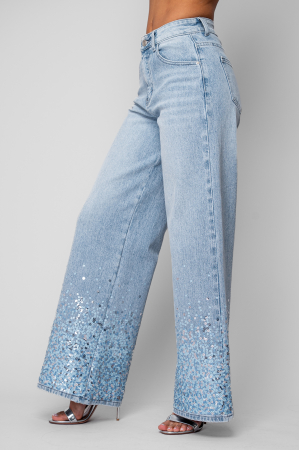 Blugi lungi cu paiete Light Blue [1]