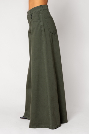 Khaki denim wide leg jeans [1]
