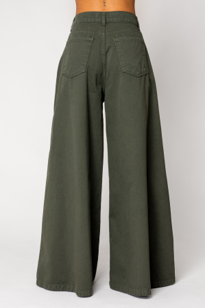 Khaki denim wide leg jeans [2]