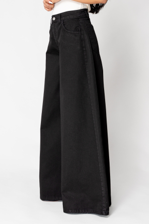 Black denim wide leg jeans [1]