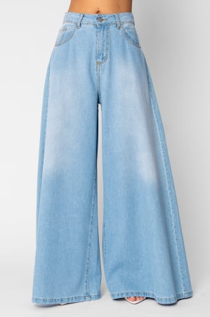 Blugi - Light Blue denim wide leg jeans