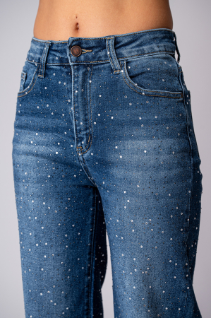 Blugi largi cu strasuri Dark Blue [3]