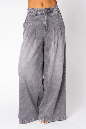 NOUTATI - Blugi largi cu pense Grey