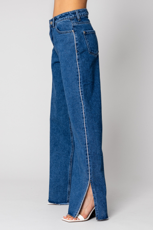 Wide-leg jeans with rhinestones in Blue denim [1]