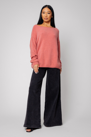 Blugi elastic largi din denim Black [3]