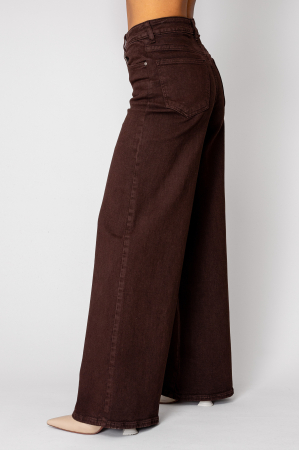Brown denim wide leg jeans [1]