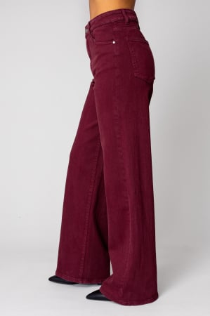 WOMEN - Burgundy denim wide leg jeans