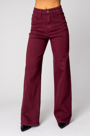 Burgundy denim wide leg jeans [1]