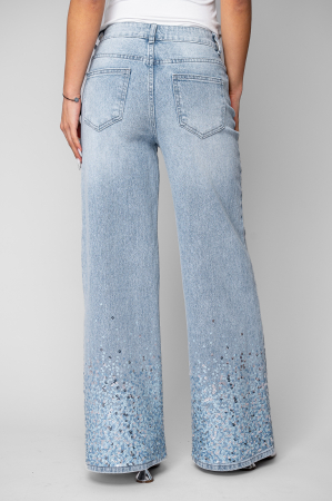 Blugi lungi cu paiete Light Blue [2]