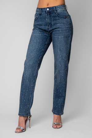 Femei - Blugi lungi cu strasuri Blue