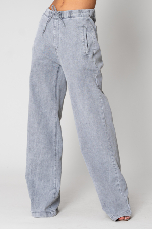 Blugi lungi din denim cu elastic Light Grey [0]