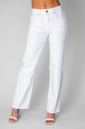 Blugi lungi elastici cu broderie Off White [2]