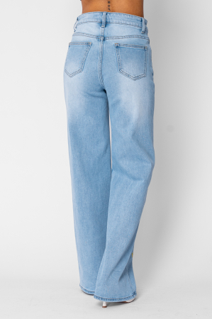 Blugi lungi elastici cu broderie fundite Light Blue [3]
