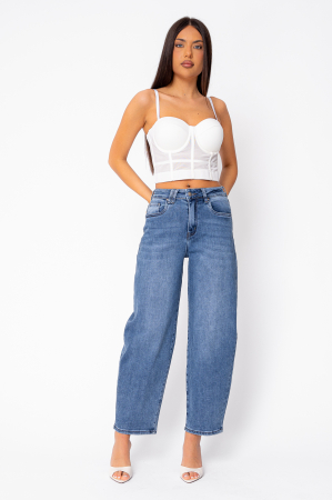 WOMEN - Blue stretchy long jeans