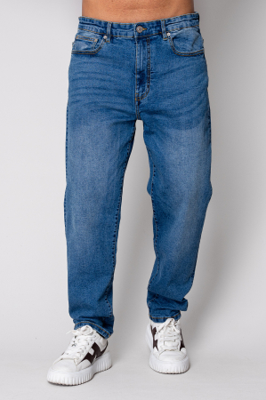 MEN - Regular Stretchy Long Jeans Dark Blue