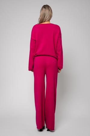 Set wool and cashmere mix sweater and long pants Magenta I [3]