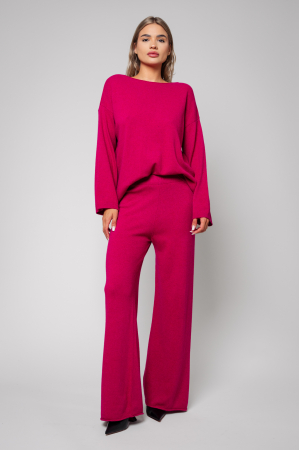 Women - Set wool and cashmere mix sweater and long pants Magenta I