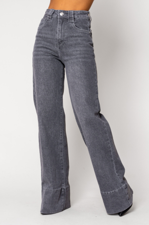 NOUTATI - Blugi elastici largi din denim  Grey