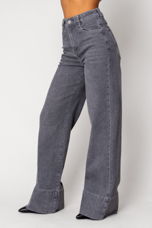 Grey denim wide leg jeans [1]