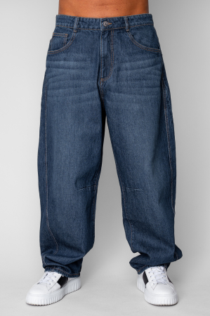 Pre-Washed Navy Long Jeans [1]