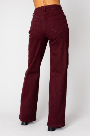 Regular long denim jeans Burgundy [2]