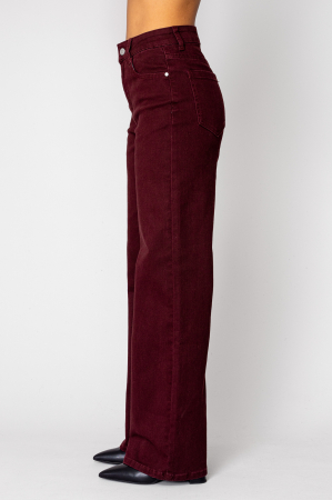 Regular long denim jeans Burgundy [1]