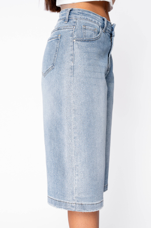 Blue elasticated denim shorts with rhinestones [3]