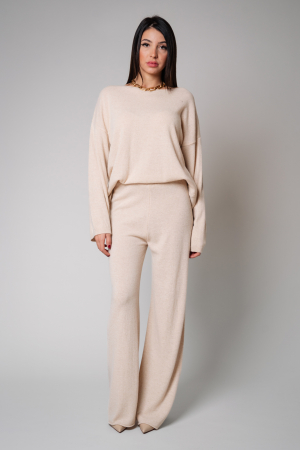 Set Lorelle Wool and Cashmere Sweater and Long Pants Beige I [2]