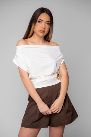 Bluza asimetrica fara maneci cu detaliu auriu Off White [0]