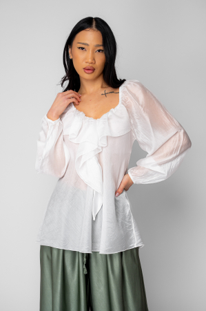 Camasi - Bluza femei cu volane White