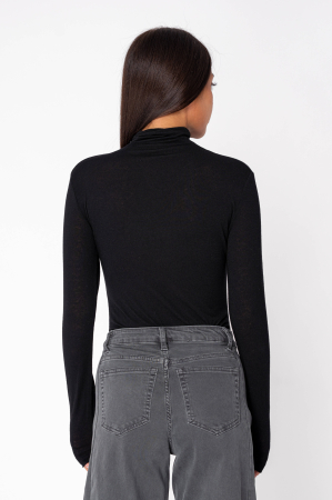 Bluza subtire cu guler inalt din mix de casmir Black [1]