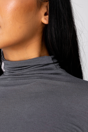 Bluza subtire cu guler inalt din mix de casmir Grey Anthracite [3]