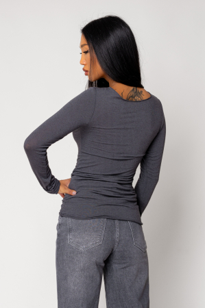 Thin cashmere blend blouse Grey Anthracite [2]