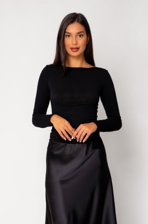 FEMEI - Bluza subtire din mix de casmir Black