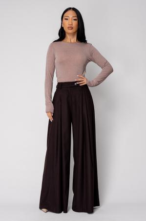 Bluza subtire din mix de casmir Light Brown [3]