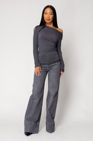 Thin cashmere blend blouse Grey Anthracite [3]
