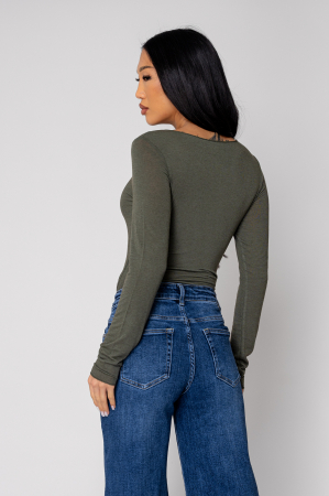 Bluza subtire din mix de casmir Light Kaki [2]