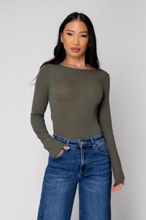 Femei - Bluza subtire din mix de casmir Light Kaki