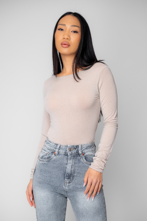 Femei - Bluza subtire din mix de casmir Beige