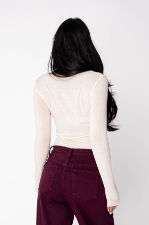 Thin cashmere blend blouse  Light Yellow [2]