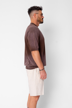 Bluza subtire tricotata maneca scurta Brown [1]