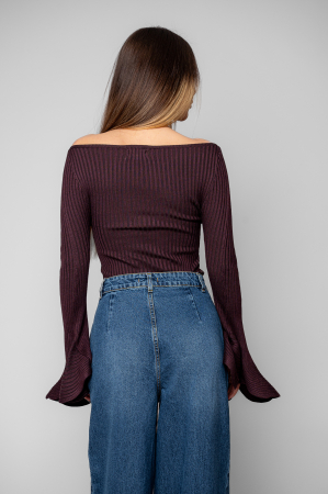 Knitted blouse with flared sleeves Brown [2]