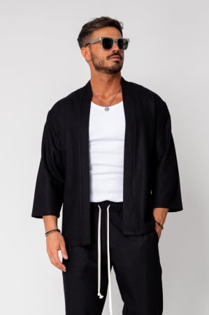 BARBATI - Bluza Tulum Jacheta tip kimono Black