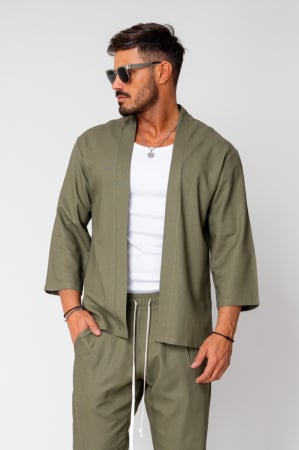 Promotii Barbati - Bluza Tulum Jacheta tip kimono Kaki