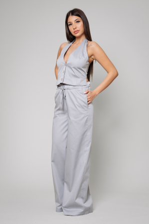 Sale Women - Set Vest with bare back and long pants Gray