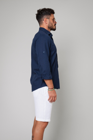Linen Men shirt Navy New [1]