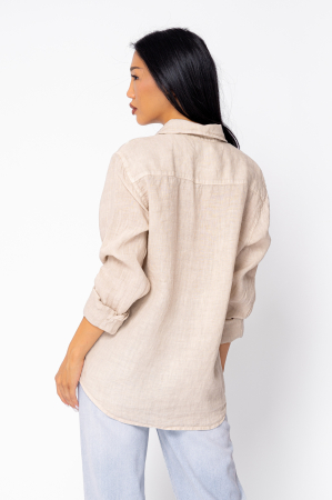 Camasa Boyfriend de plaja dIn 100% In Beige [3]