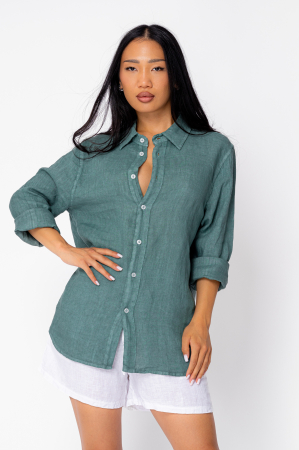 Camasa Boyfriend de plaja dIn 100% In Dark Olive [1]