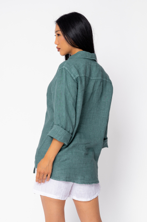 Camasa Boyfriend de plaja dIn 100% In Dark Olive [3]